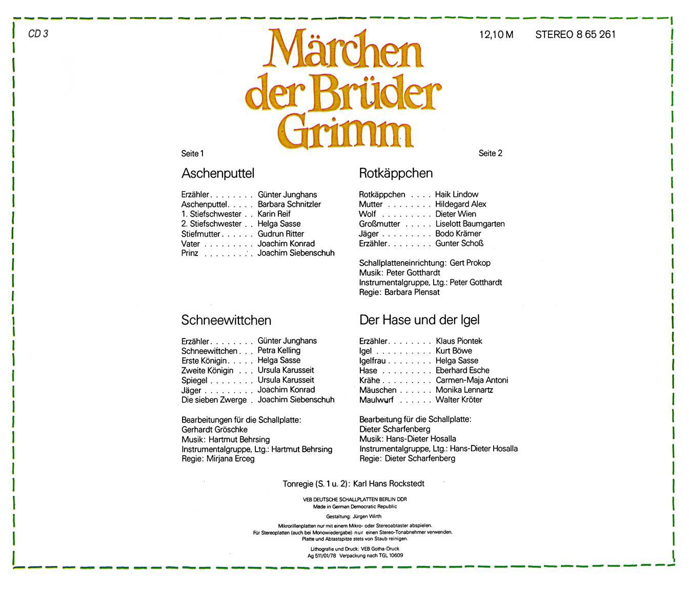 Märchen der Brüder Grimm CD 3